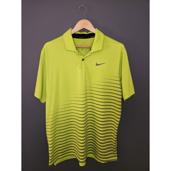 Nike Golf Shirt Men's L Neon Green Short Sleeve Polo Dri-Fit Stretch Performance - Picture 2 of 6